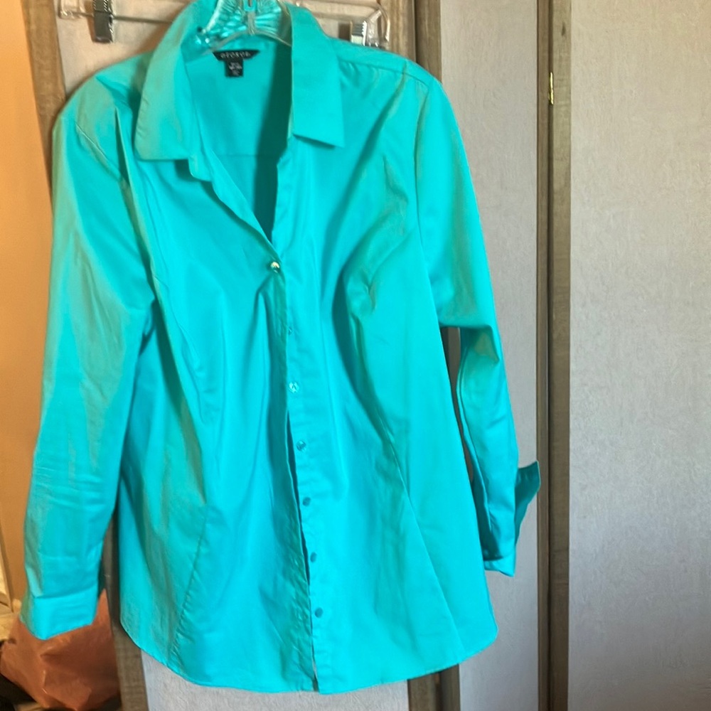 FINAL MARKDOWN George Vibrant Turquoise Button-Up Shirt 2x